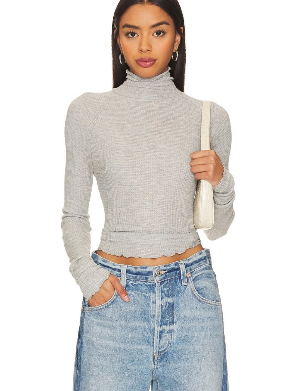 Free People Make It Easy Thermal In Heather Grey -NWT! Size Medium
